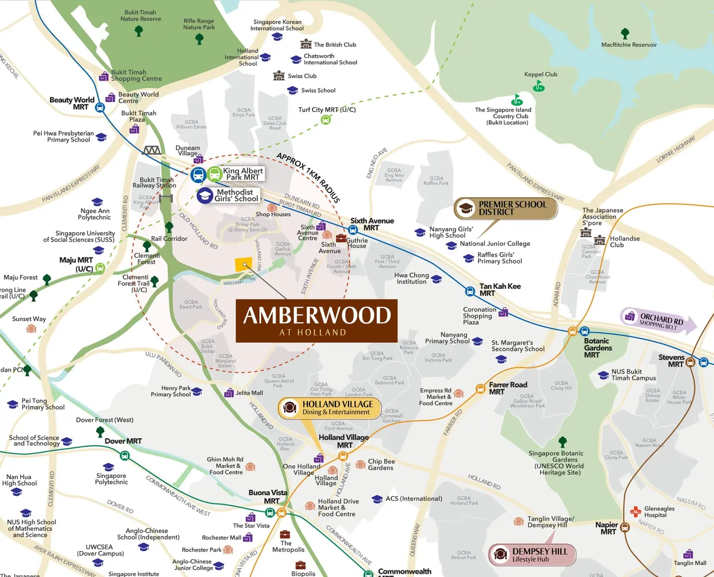 Location map around Amberwood at Holland, detail